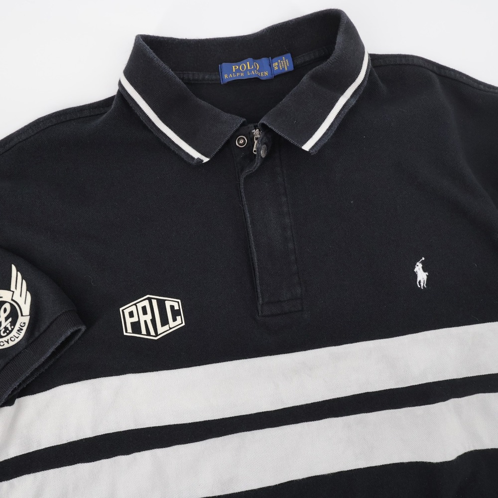 Polo Ralph Lauren NY Cycling Team 1/4 Zip Polo Shirt Black Short Sleeve Mens 2XB